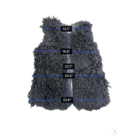 7 For All Mankind Womens Black Lamb Fur Sweater Vest Soft Fuzzy Texture Size S - Picture 8 of 9